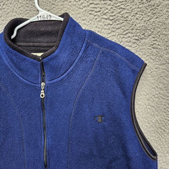 Vintage Champion Fleece Vest Mens Size Large‎ Blue Full Zip - Picture 2 of 9